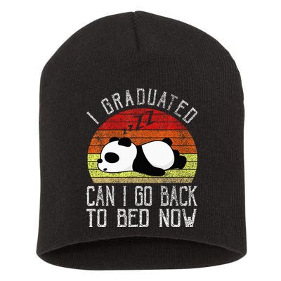 I Graduated Can I Go Back To Bed Now Cute Panda Sleeping Short Acrylic Beanie