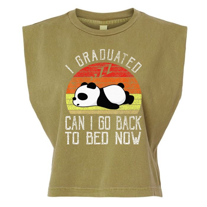 I Graduated Can I Go Back To Bed Now Cute Panda Sleeping Garment-Dyed Women's Muscle Tee