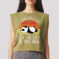 I Graduated Can I Go Back To Bed Now Cute Panda Sleeping Garment-Dyed Women's Muscle Tee