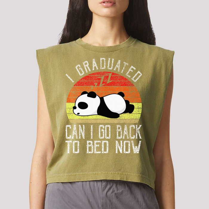 I Graduated Can I Go Back To Bed Now Cute Panda Sleeping Garment-Dyed Women's Muscle Tee