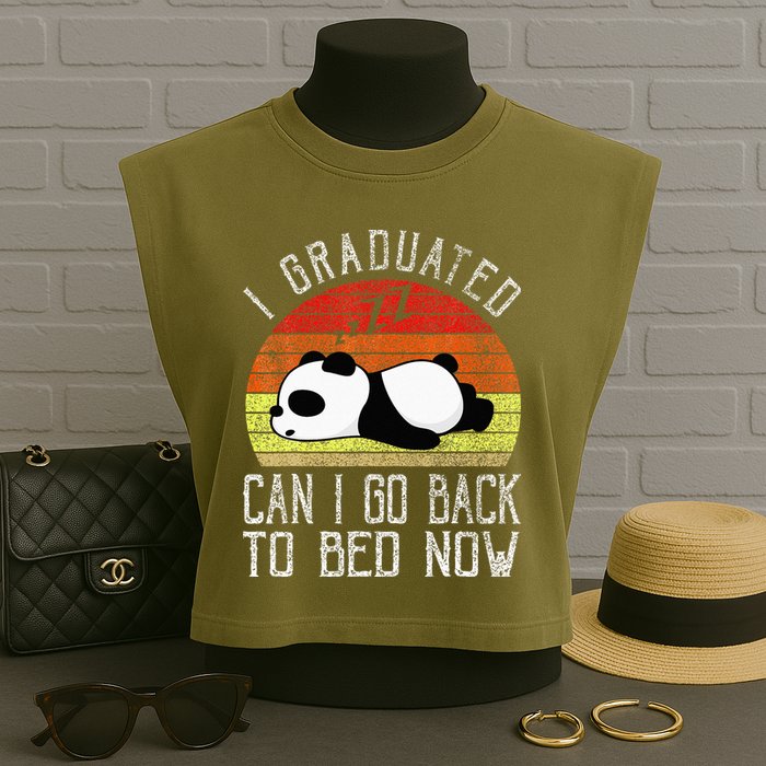 I Graduated Can I Go Back To Bed Now Cute Panda Sleeping Garment-Dyed Women's Muscle Tee