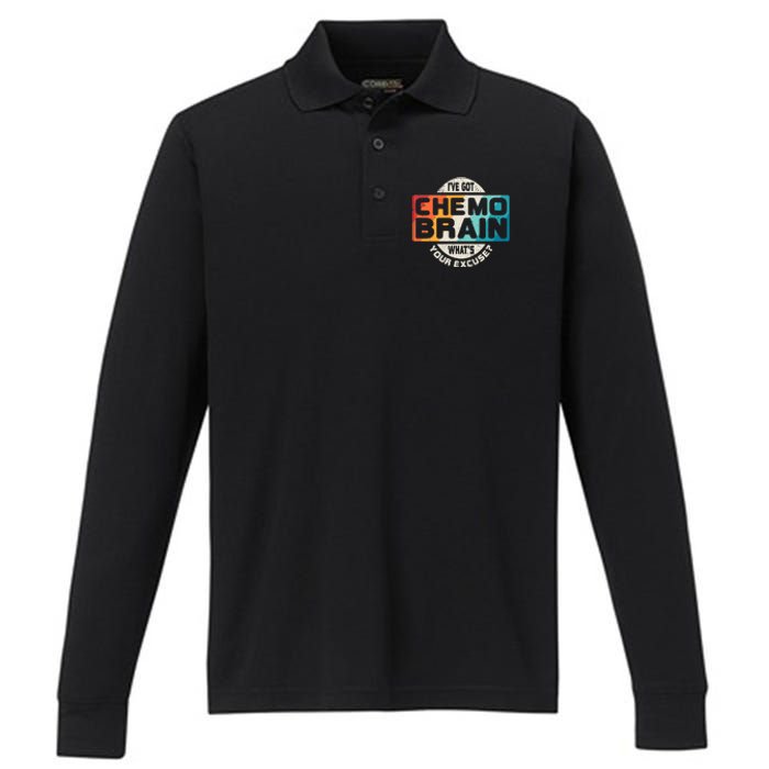 I've Got Chemo Brain What's Your Excuse? Chemo Brain Awareness Performance Long Sleeve Polo