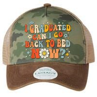 I Graduated Can I Go Back To Bed Now Funny Graduation Groovy Legacy Tie Dye Trucker Hat