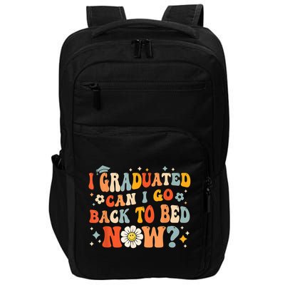 I Graduated Can I Go Back To Bed Now Funny Graduation Groovy Impact Tech Backpack