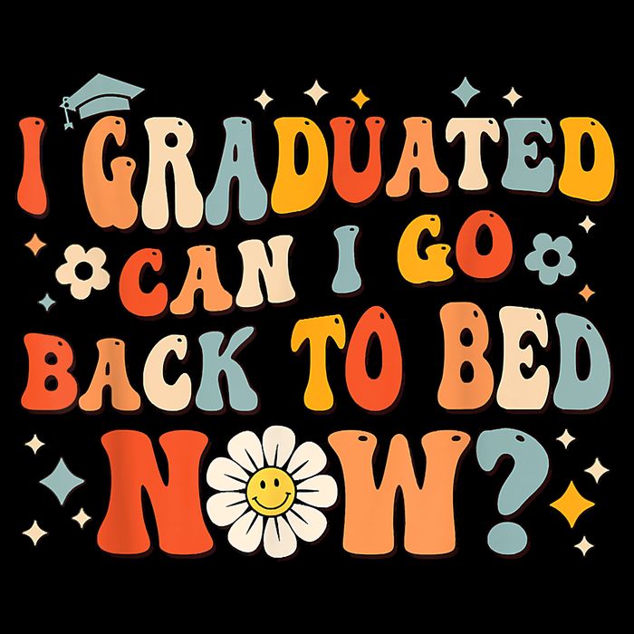 I Graduated Can I Go Back To Bed Now Funny Graduation Groovy Drawstring Bag