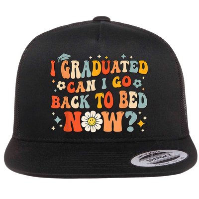 I Graduated Can I Go Back To Bed Now Funny Graduation Groovy Flatbill Hat