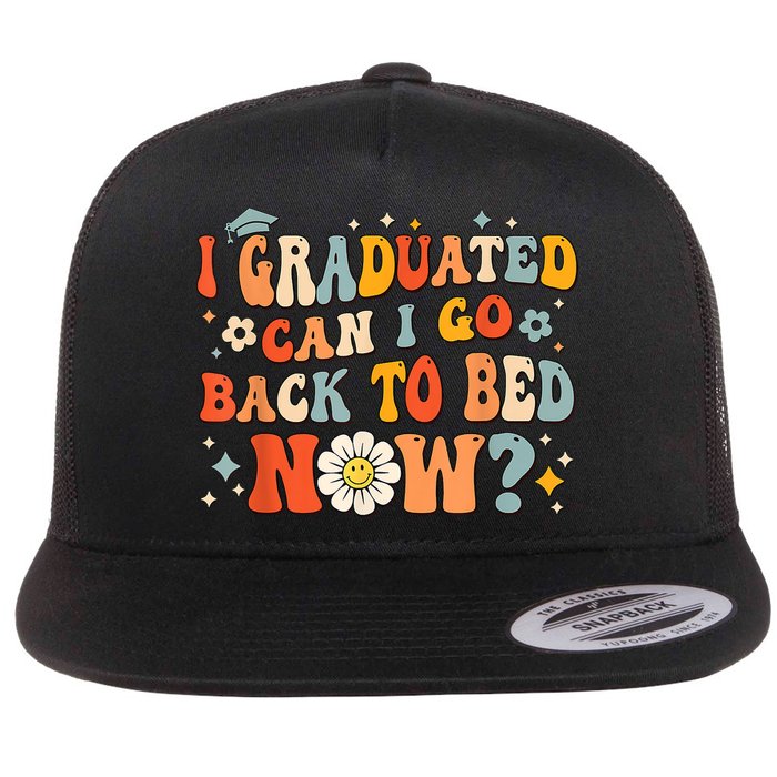 I Graduated Can I Go Back To Bed Now Funny Graduation Groovy Flatbill Hat
