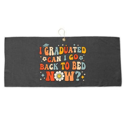 I Graduated Can I Go Back To Bed Now Funny Graduation Groovy Large Microfiber Waffle Golf Towel