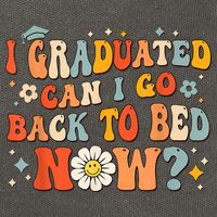 I Graduated Can I Go Back To Bed Now Funny Graduation Groovy Cotton Canvas Backpack