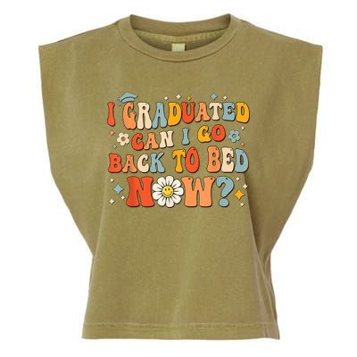 I Graduated Can I Go Back To Bed Now Funny Graduation Groovy Garment-Dyed Women's Muscle Tee