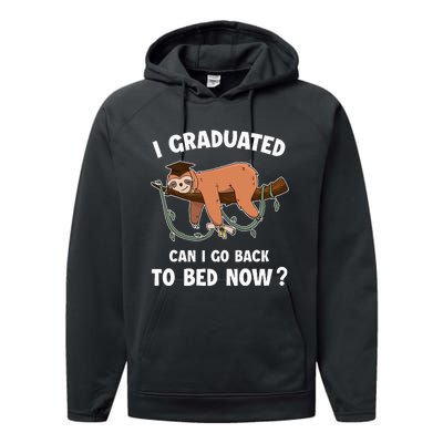 I Graduated Can I Go Back To Bed Now Funny 2024 Graduation Performance Fleece Hoodie