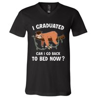 I Graduated Can I Go Back To Bed Now Funny 2024 Graduation V-Neck T-Shirt