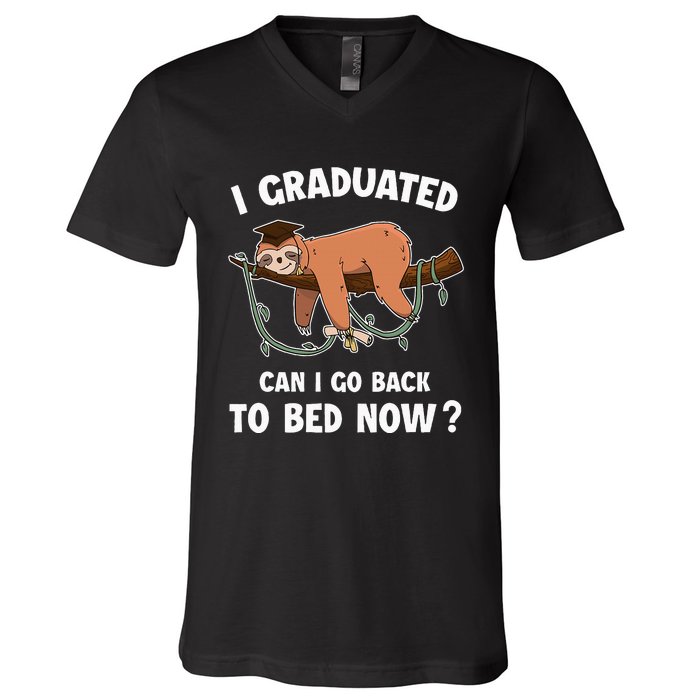 I Graduated Can I Go Back To Bed Now Funny 2024 Graduation V-Neck T-Shirt