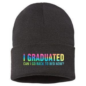 I Graduated Can I Go Back To Bed Now Graduation Student Sustainable Knit Beanie