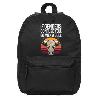 If Gender Confuse You Go Milk A Bull 16 in Basic Backpack