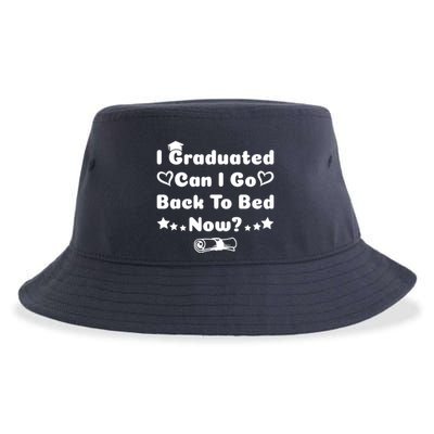 I Graduated Can I Go Back To Bed Now Funny Sustainable Bucket Hat