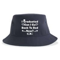 I Graduated Can I Go Back To Bed Now Funny Sustainable Bucket Hat