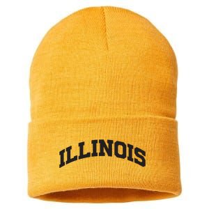 Illinois Gift College University Text Sports Design Sustainable Knit Beanie