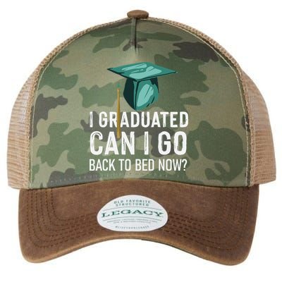 I Graduated Can I Go Back To Bed Now Funny Graduation Legacy Tie Dye Trucker Hat