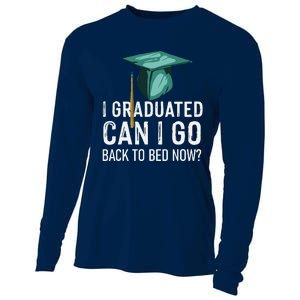 I Graduated Can I Go Back To Bed Now Funny Graduation Cooling Performance Long Sleeve Crew