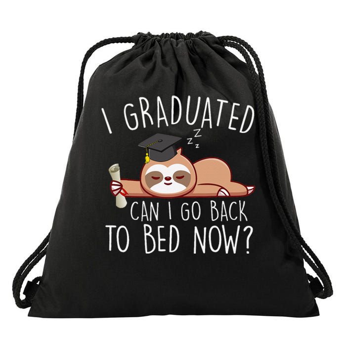 I Graduated Can I Go Back To Bed Now Funny Graduation Drawstring Bag