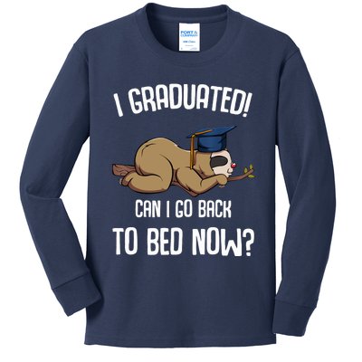 I Graduated Can I Go Back To Bed Now Sloth Lazy Chilling Fun Kids Long Sleeve Shirt