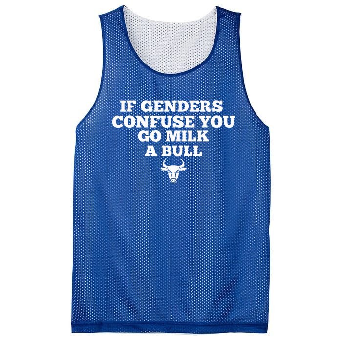 If Genders Confuse You Go Milk A Bull Mesh Reversible Basketball Jersey Tank