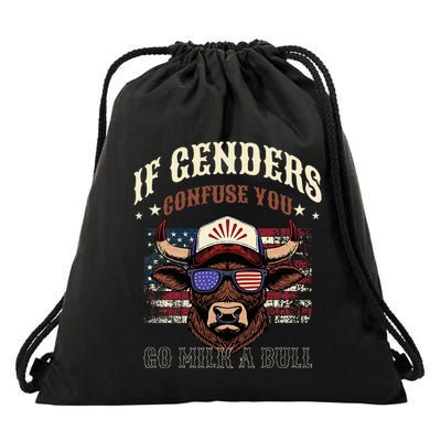 If Gender Confuse You Go Milk A Bull Sarcastic Design Drawstring Bag