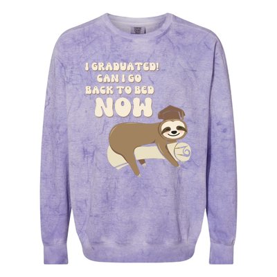 I Graduated Can Go Back To Bed Now Funny Graduation Sloth Colorblast Crewneck Sweatshirt