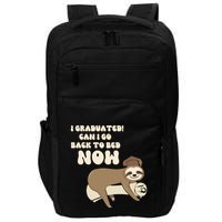 I Graduated Can Go Back To Bed Now Funny Graduation Sloth Impact Tech Backpack