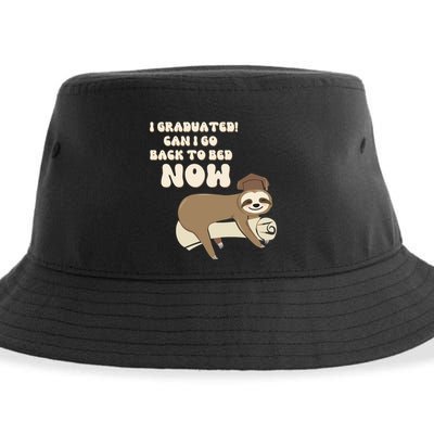 I Graduated Can Go Back To Bed Now Funny Graduation Sloth Sustainable Bucket Hat