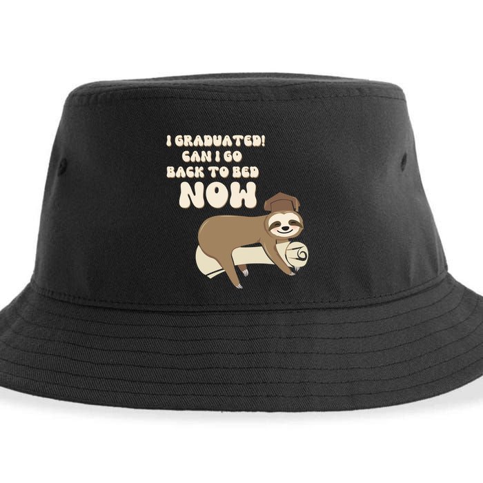 I Graduated Can Go Back To Bed Now Funny Graduation Sloth Sustainable Bucket Hat