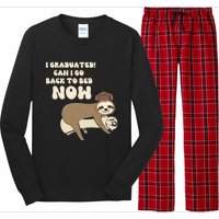 I Graduated Can Go Back To Bed Now Funny Graduation Sloth Long Sleeve Pajama Set