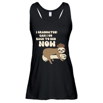 I Graduated Can Go Back To Bed Now Funny Graduation Sloth Ladies Essential Flowy Tank