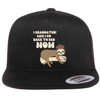 I Graduated Can Go Back To Bed Now Funny Graduation Sloth Flatbill Hat