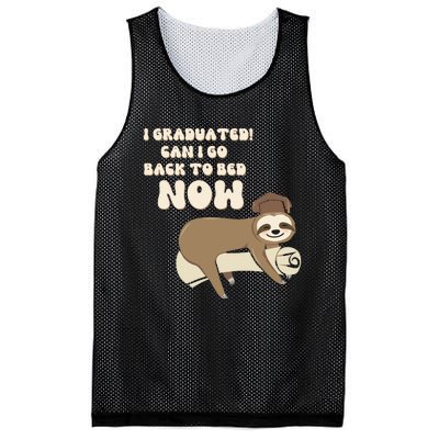 I Graduated Can Go Back To Bed Now Funny Graduation Sloth Mesh Reversible Basketball Jersey Tank