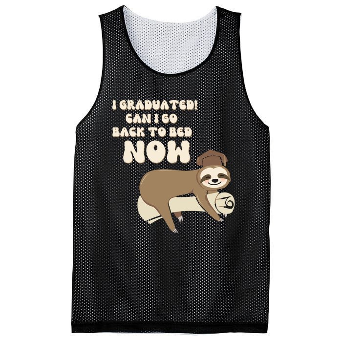 I Graduated Can Go Back To Bed Now Funny Graduation Sloth Mesh Reversible Basketball Jersey Tank