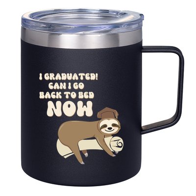 I Graduated Can Go Back To Bed Now Funny Graduation Sloth 12oz Stainless Steel Coffee Mug