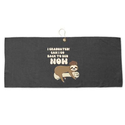 I Graduated Can Go Back To Bed Now Funny Graduation Sloth Large Microfiber Waffle Golf Towel