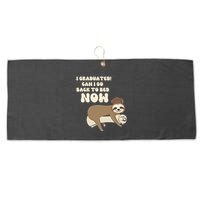 I Graduated Can Go Back To Bed Now Funny Graduation Sloth Large Microfiber Waffle Golf Towel