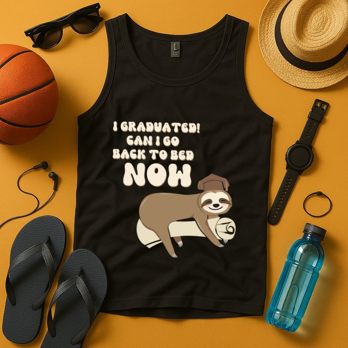 I Graduated Can Go Back To Bed Now Funny Graduation Sloth Tank Top