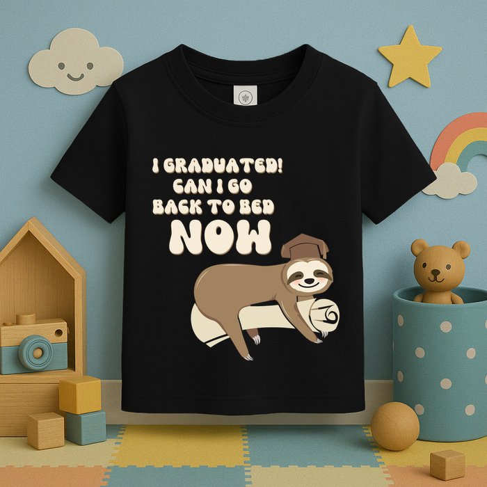 I Graduated Can Go Back To Bed Now Funny Graduation Sloth Toddler T-Shirt