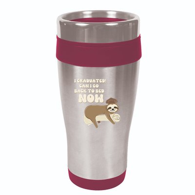 I Graduated Can Go Back To Bed Now Funny Graduation Sloth 16oz Travel Tumbler