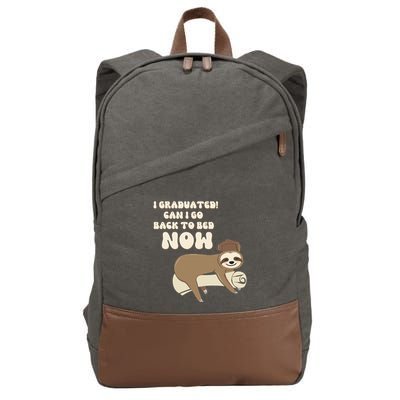 I Graduated Can Go Back To Bed Now Funny Graduation Sloth Cotton Canvas Backpack