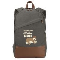 I Graduated Can Go Back To Bed Now Funny Graduation Sloth Cotton Canvas Backpack