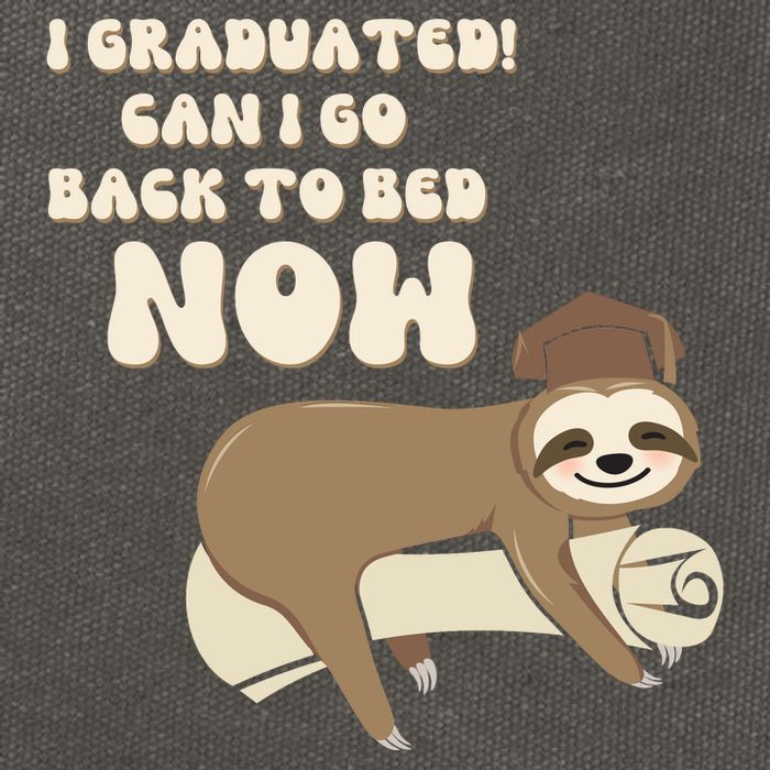 I Graduated Can Go Back To Bed Now Funny Graduation Sloth Cotton Canvas Backpack