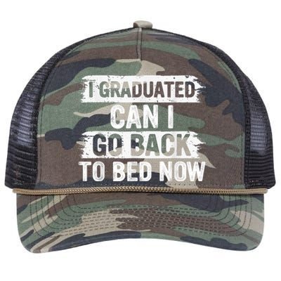 I Graduated Can I Go Back To Bed Now Gift For Graduation Retro Rope Trucker Hat Cap