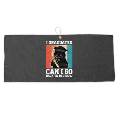I Graduated Can I Go Back To Bed Now Large Microfiber Waffle Golf Towel