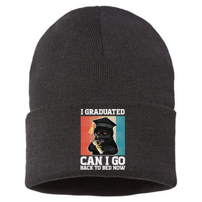 I Graduated Can I Go Back To Bed Now Sustainable Knit Beanie