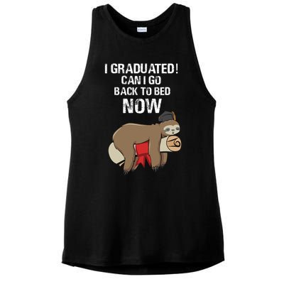 I Graduated Can I Go Back To Bed Now Funny Graduation Quotes Ladies PosiCharge Tri-Blend Wicking Tank